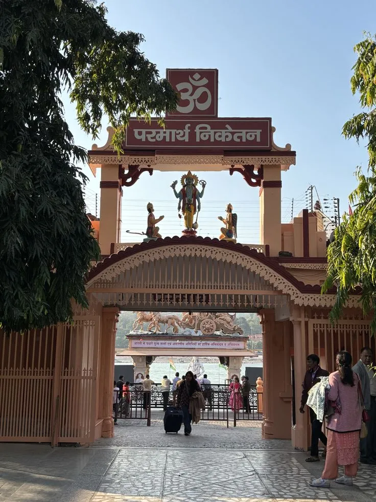 Parmarth Niketan Ashram on the banks of the Ganga River in Rishikesh